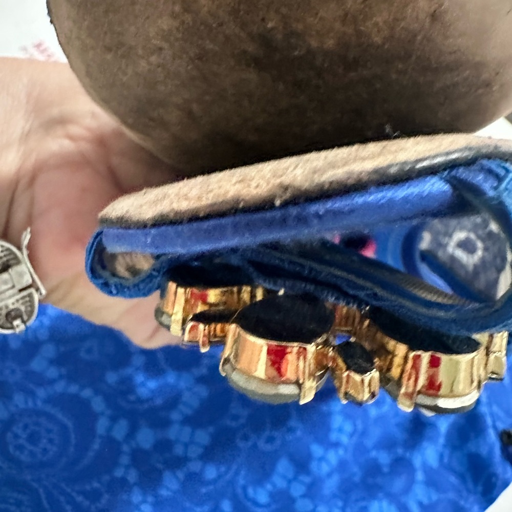 Dolce & Gabbana Blue Mules with Ornate Brooch - Picture 9 of 13